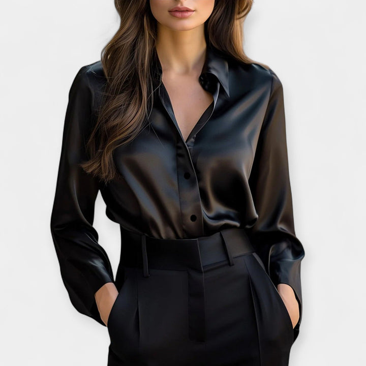 Viktorie - Satin blouse with a collar