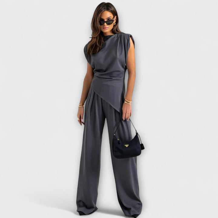 Michaela - Asymmetric set with dramatic shoulders