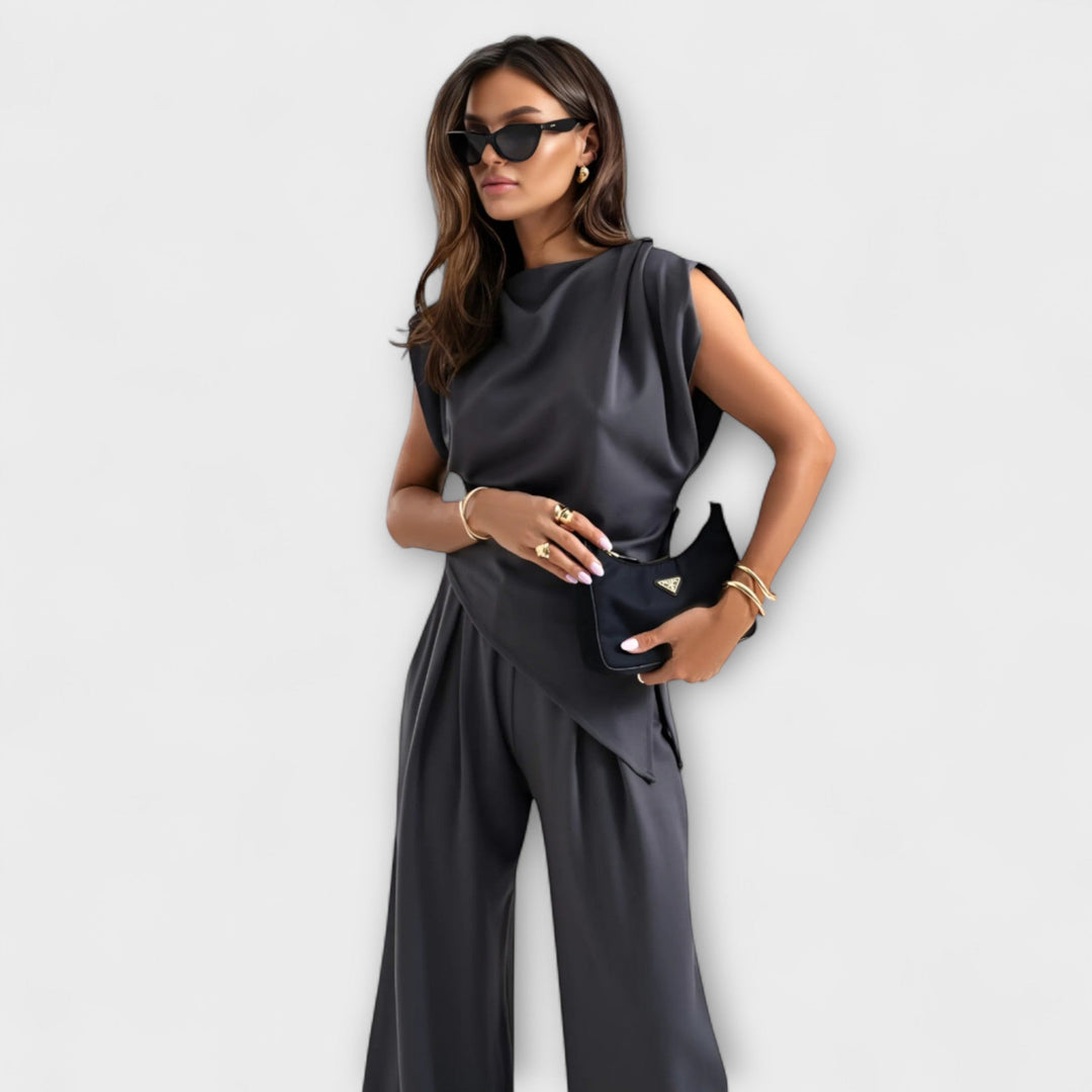 Michaela - Asymmetric set with dramatic shoulders