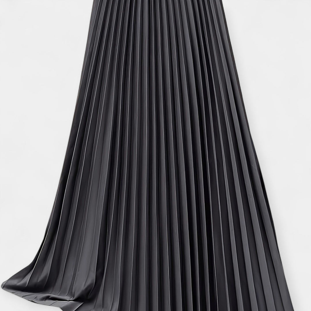 Veronika - Long pleated satin skirt