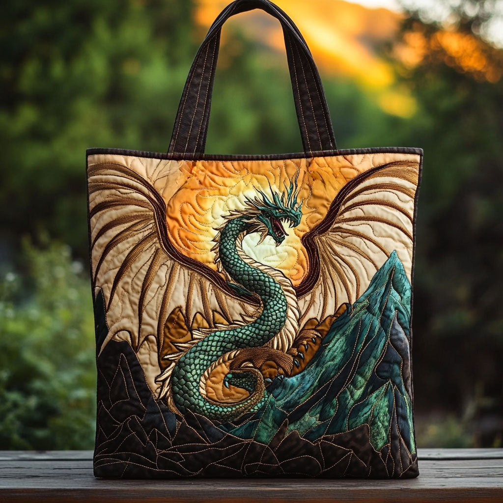 Horizon Blaze Dragon Quilted Tote Bag