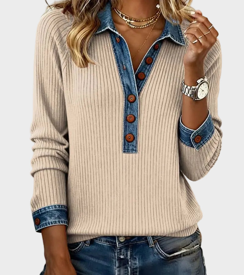 Ravit - Woven denim blouse with long sleeves