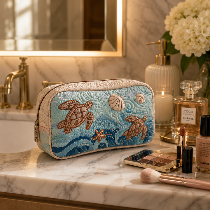 Sea Turtle Quilted Makeup Bag