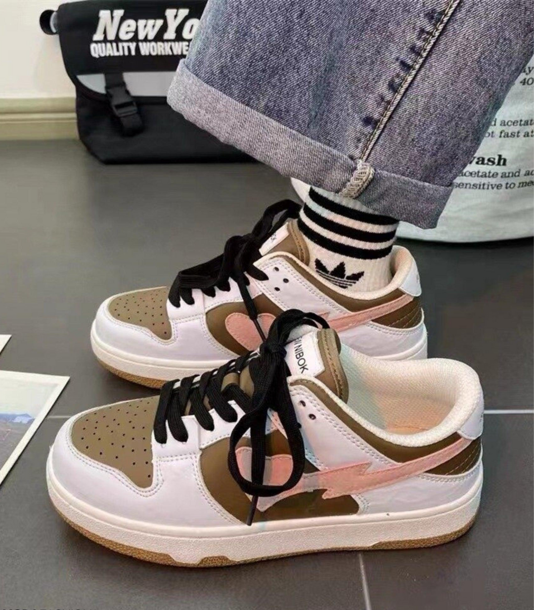 Contrast Lace-Up Sneakers