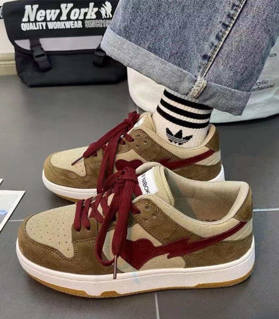 Contrast Lace-Up Sneakers