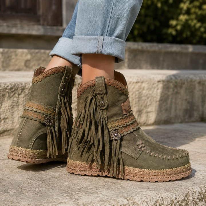 Fringed Suede Ankle Boots