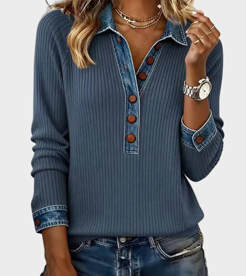 Ravit - Woven denim blouse with long sleeves