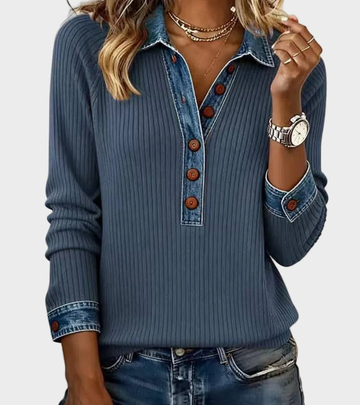 Ravit - Woven denim blouse with long sleeves