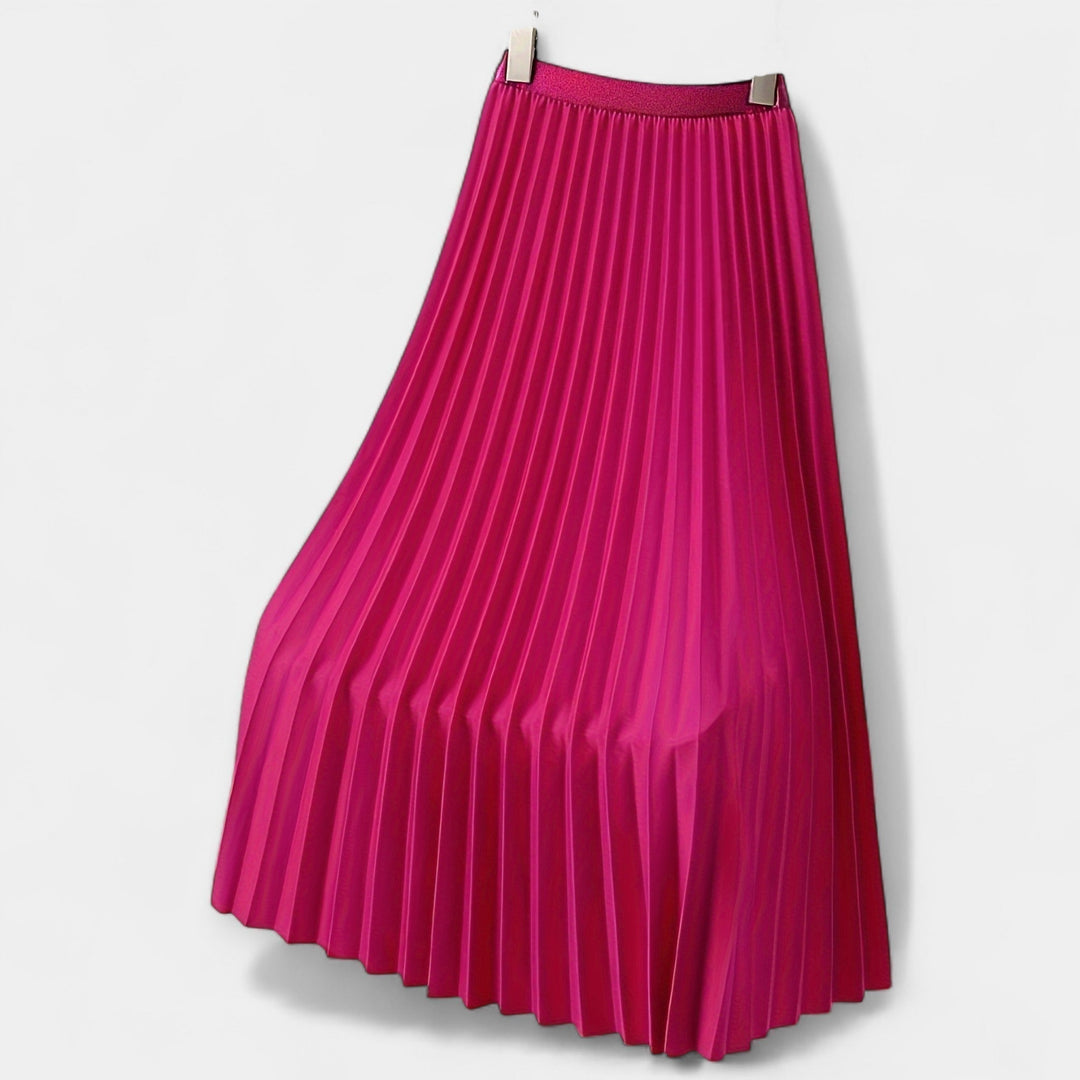 Veronika - Long pleated satin skirt