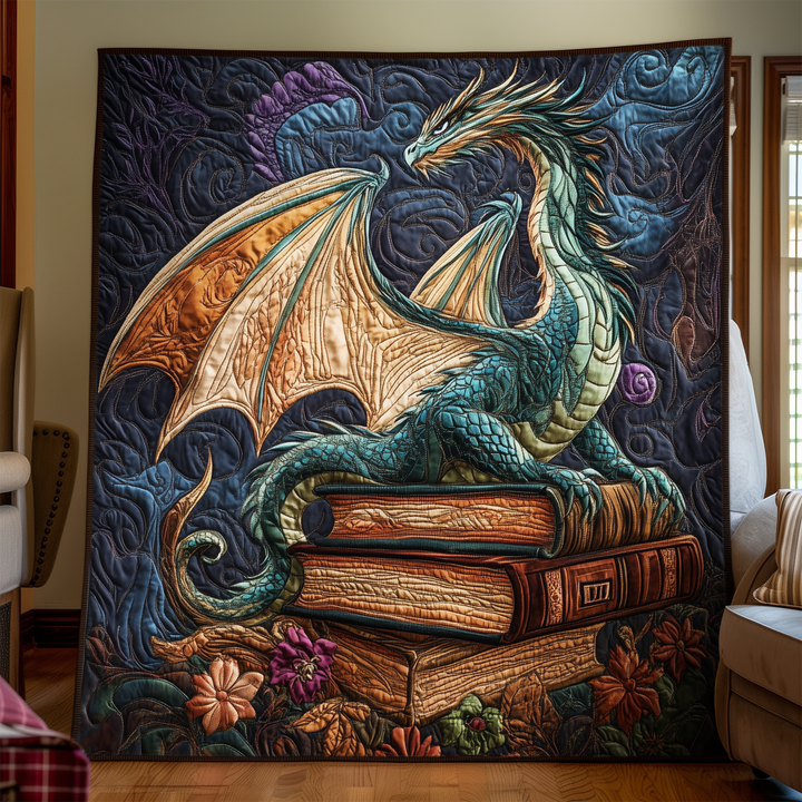 Verdant Dragonheart Quilted Blanket
