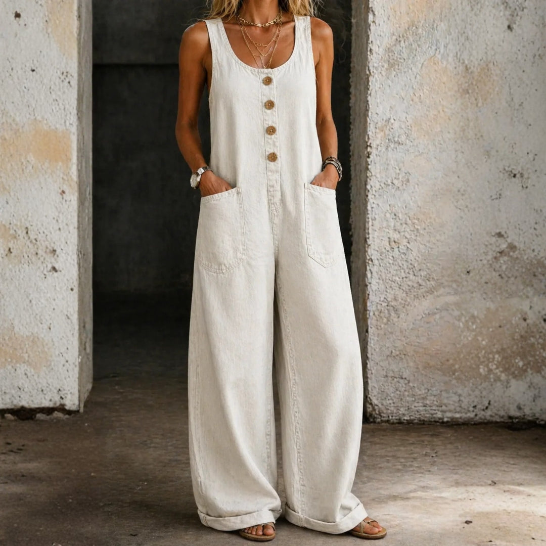 Wioletta - Cotton Yarn Jumpsuit in Vintage Style