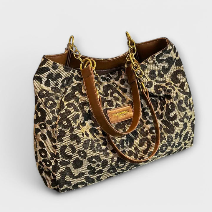 Cecile. - Leopard print canvas bag