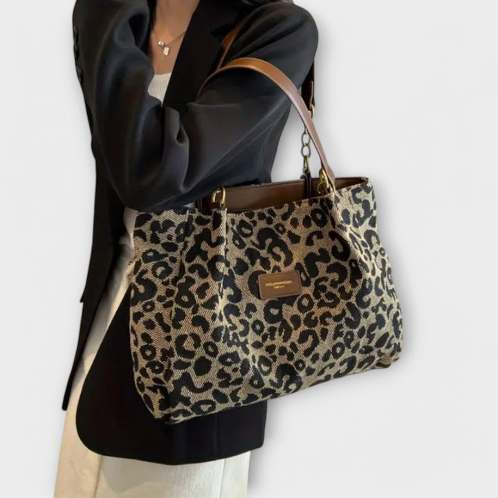 Cecile. - Leopard print canvas bag