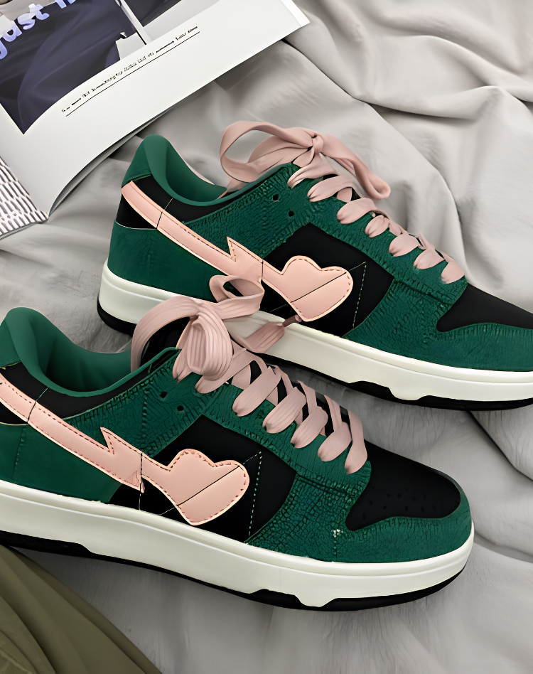 Contrast Lace-Up Sneakers