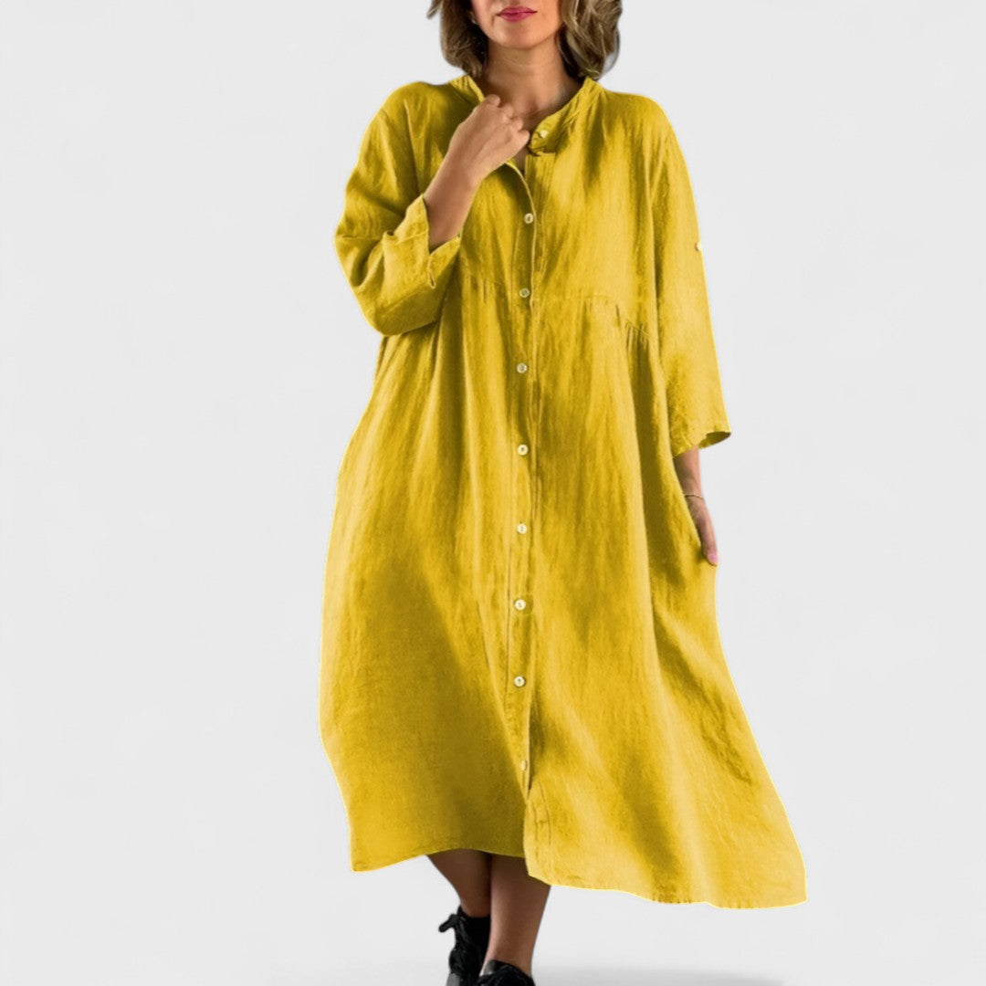 Isa - Cotton and linen shirt dress