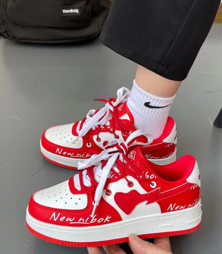 Contrast Lace-Up Sneakers