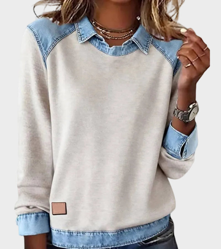 Ravit - Woven denim blouse with long sleeves