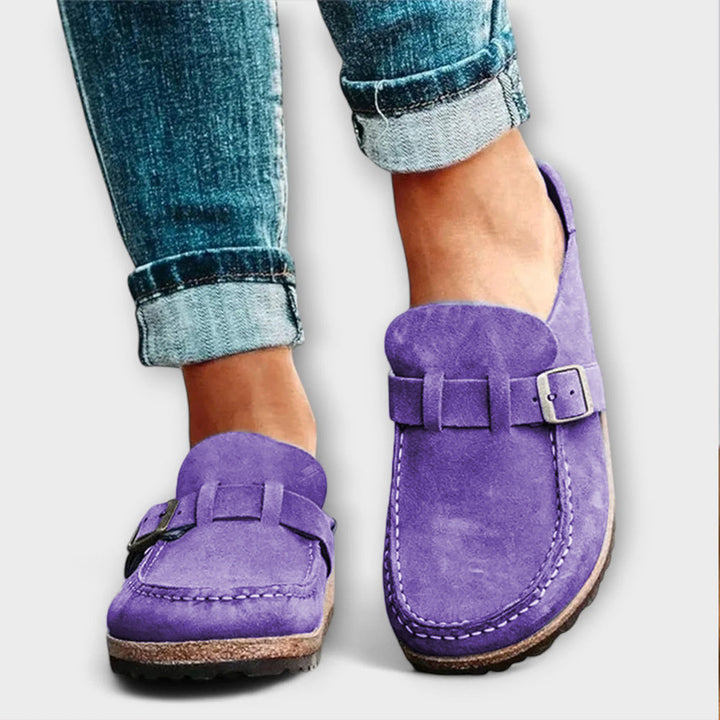Julie - Women's orthopedic moccasins with a decorative clasp