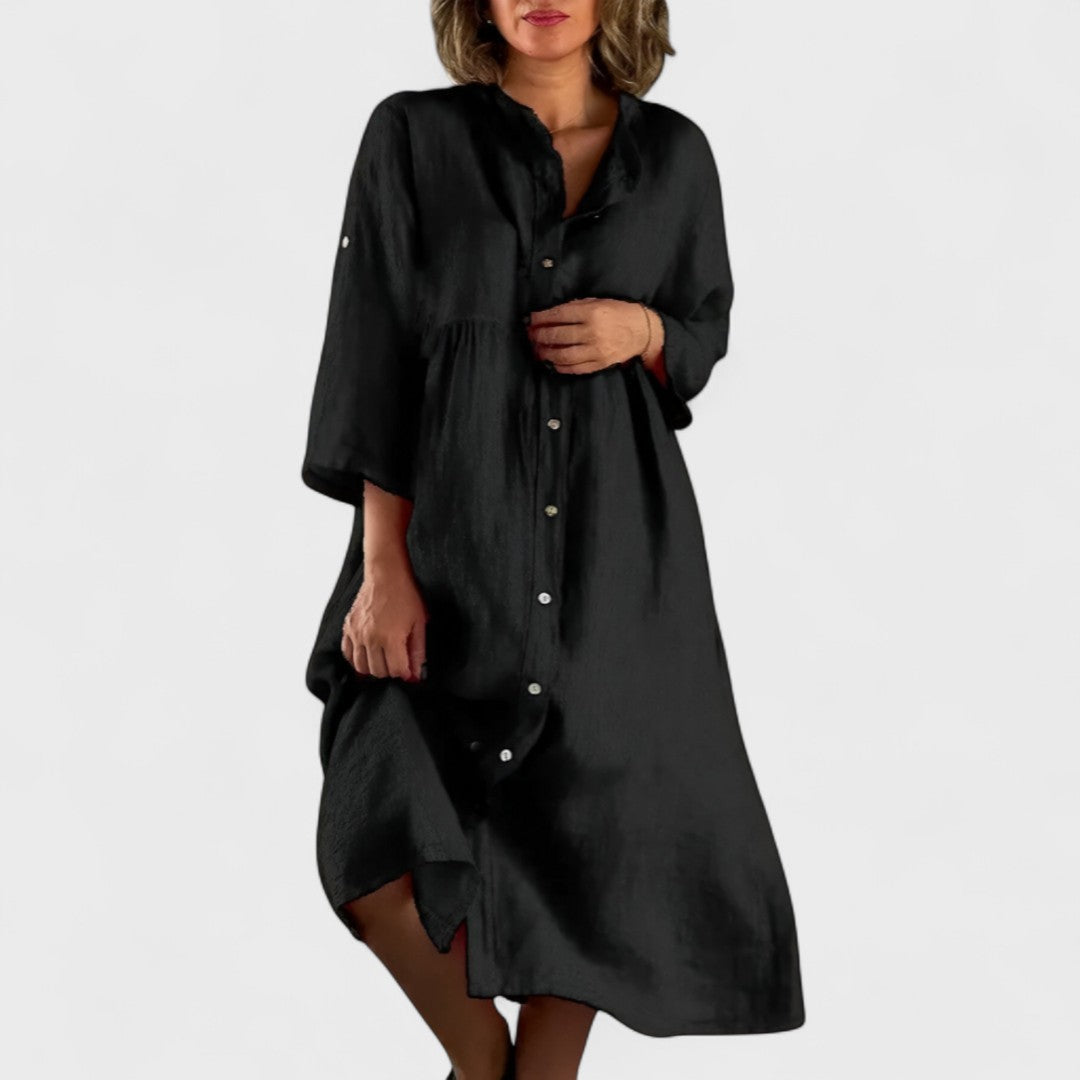 Isa - Cotton and linen shirt dress