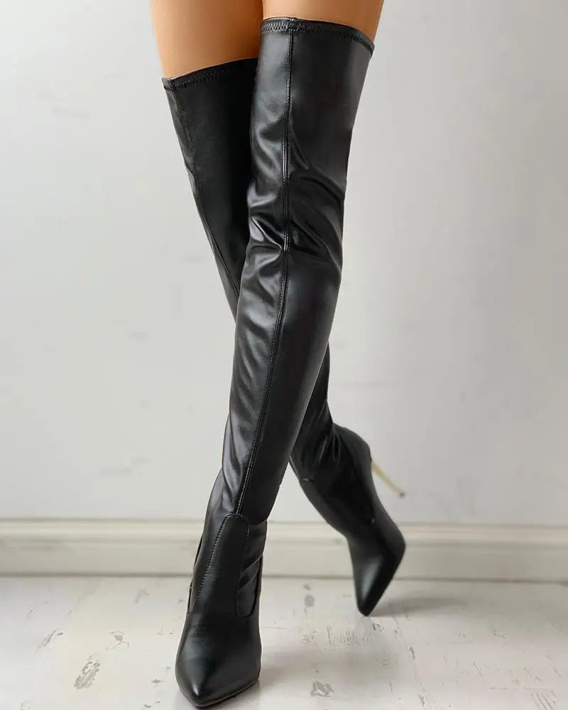Black Heeled Knee Boots