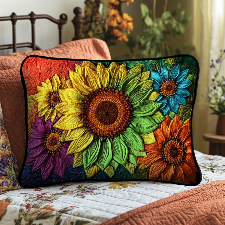 Elegant Sunflowers Quilted Bedding Pillow Case