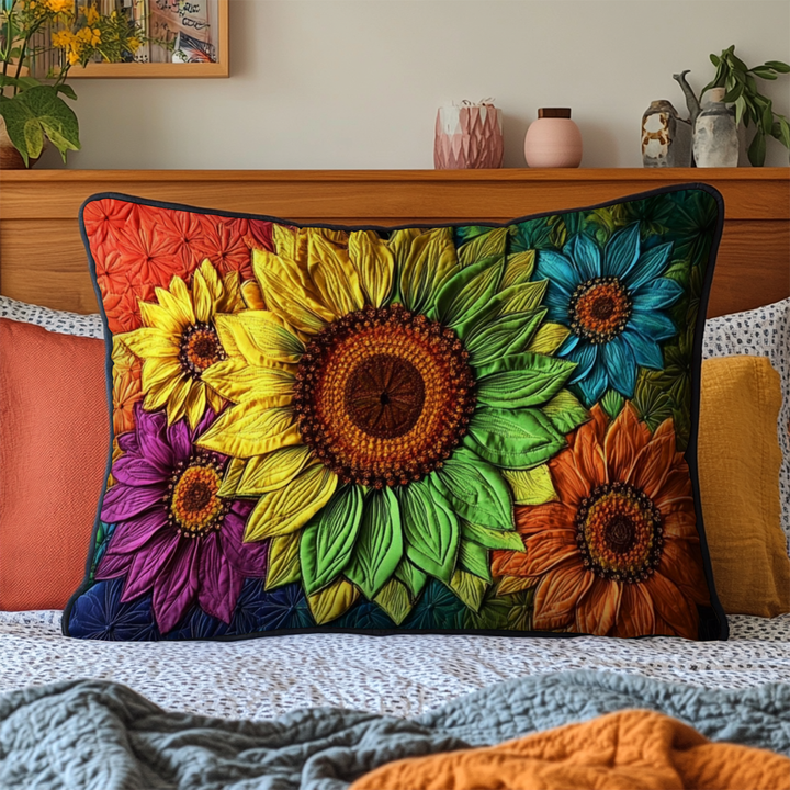 Elegant Sunflowers Quilted Bedding Pillow Case
