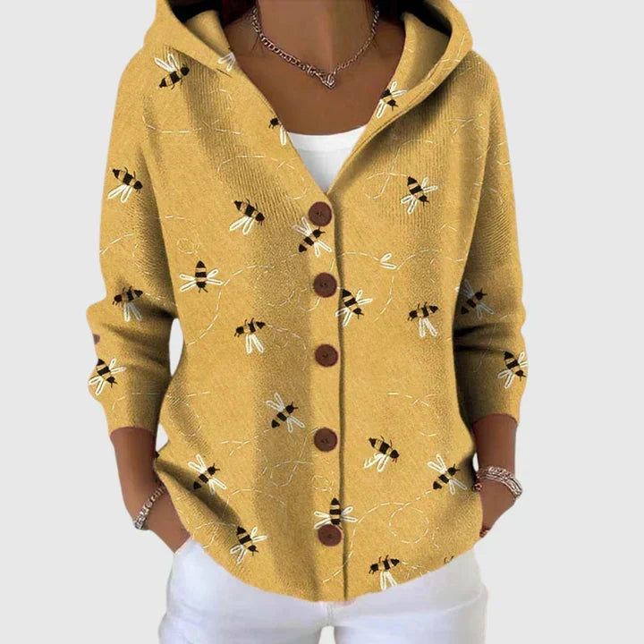 Cardigan sweater with hood