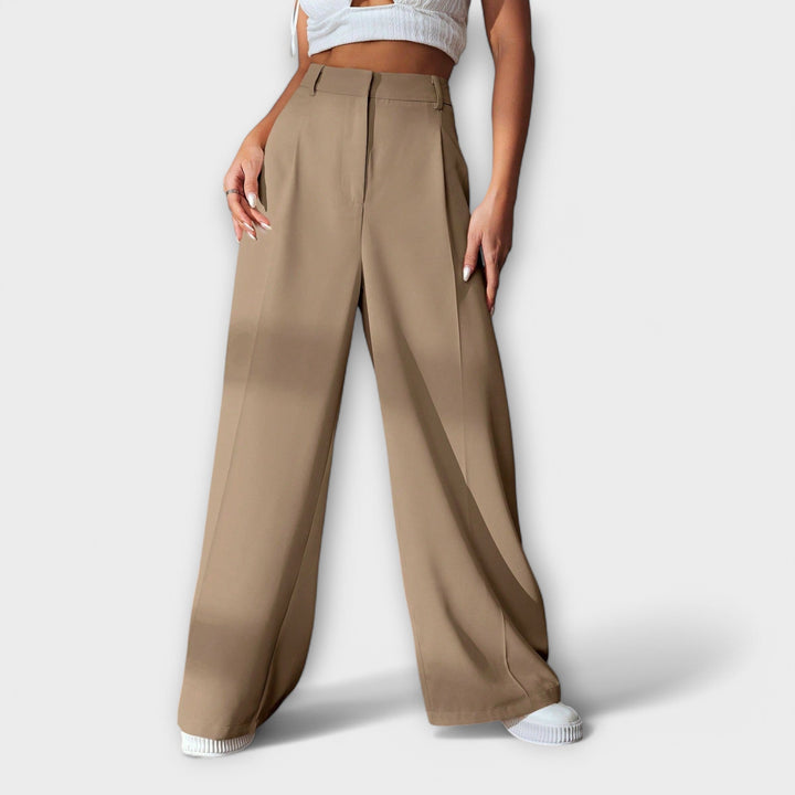 Wide women's high-waisted trousers