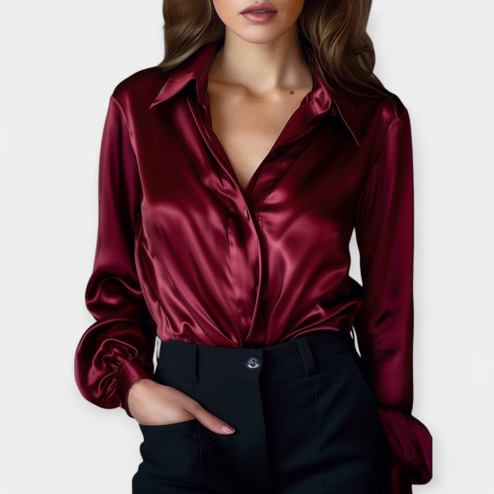 Viktorie - Satin blouse with a collar