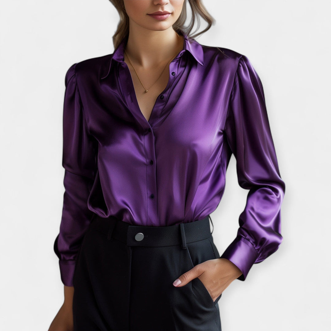 Viktorie - Satin blouse with a collar