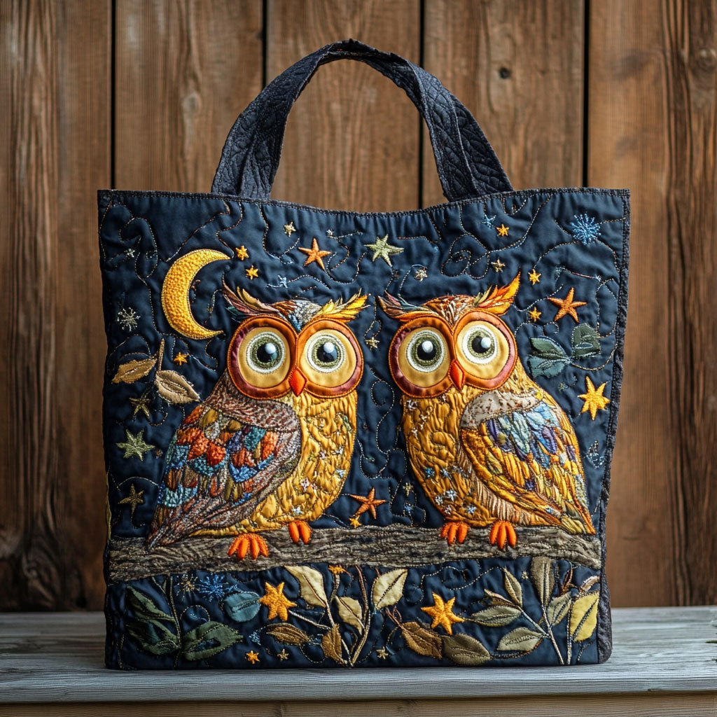 Moonlight Owl Quilted Tote Bag
