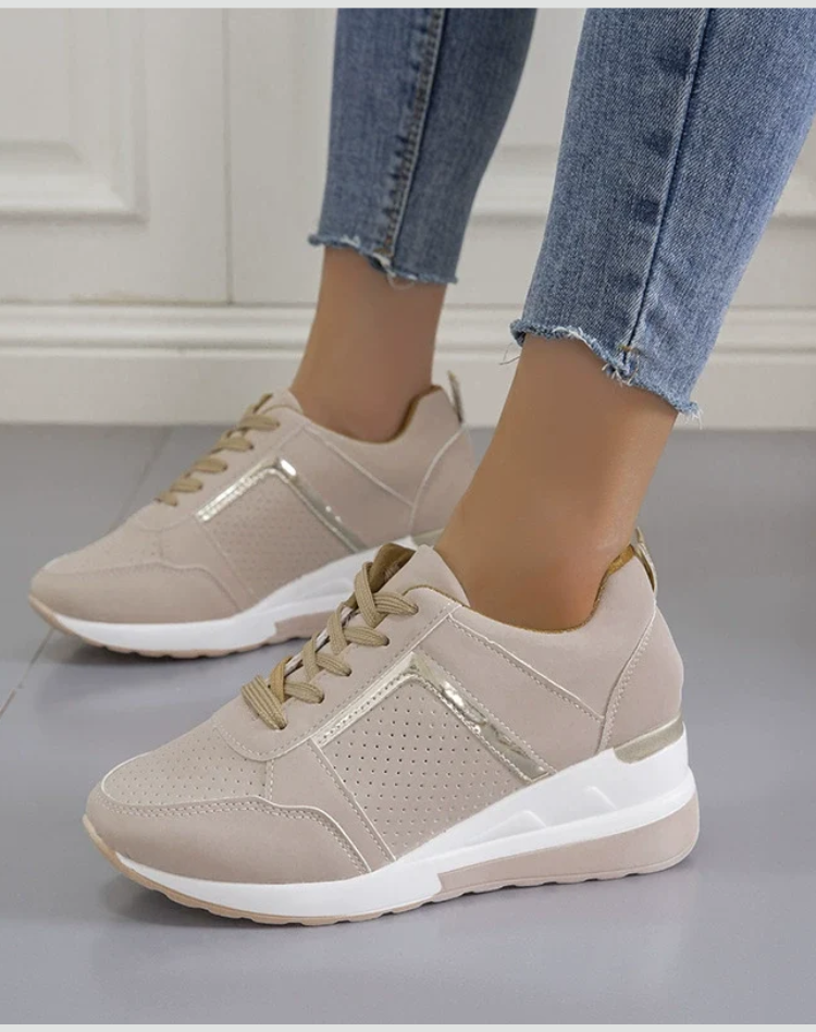 Metallic Wedge Sneakers