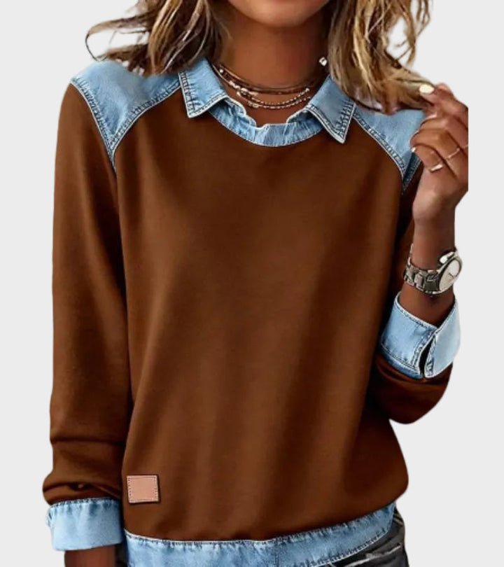 Ravit - Woven denim blouse with long sleeves
