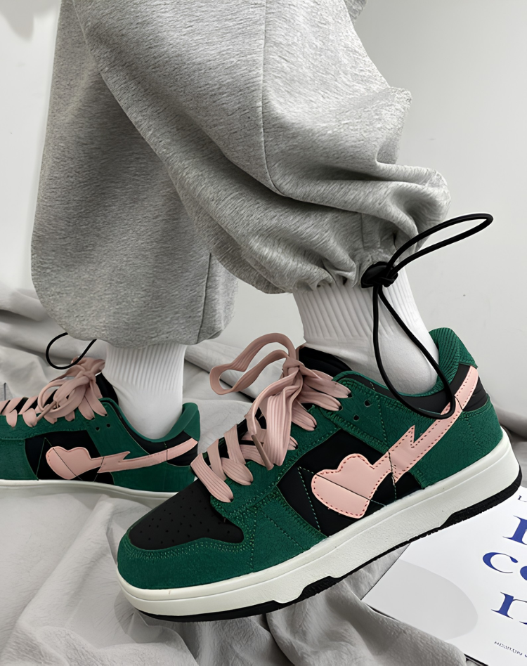 Contrast Lace-Up Sneakers
