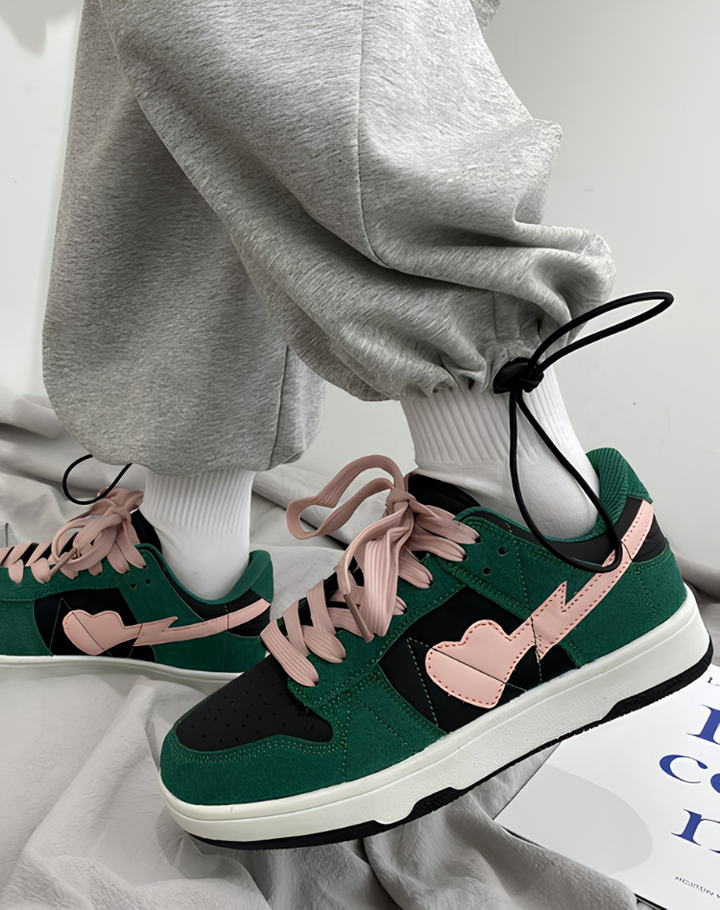 Contrast Lace-Up Sneakers