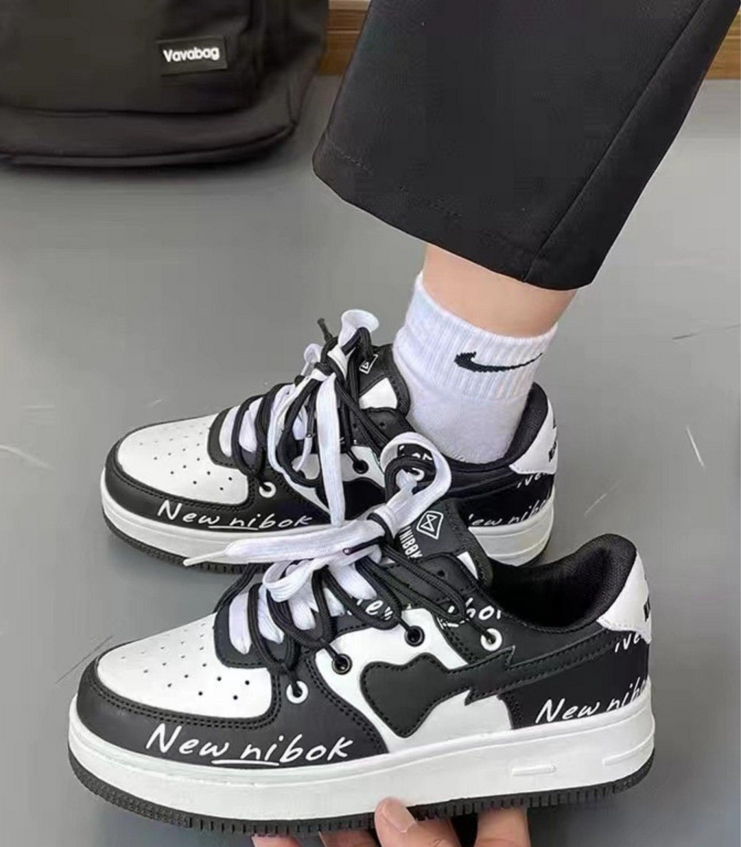 Contrast Lace-Up Sneakers