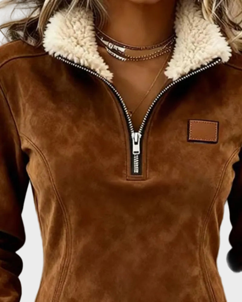 Petra – Elegant women's sweatshirt with fur and fringes