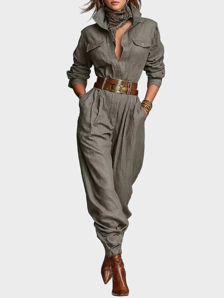 Magda - Cotton and linen jumpsuit with long sleeves