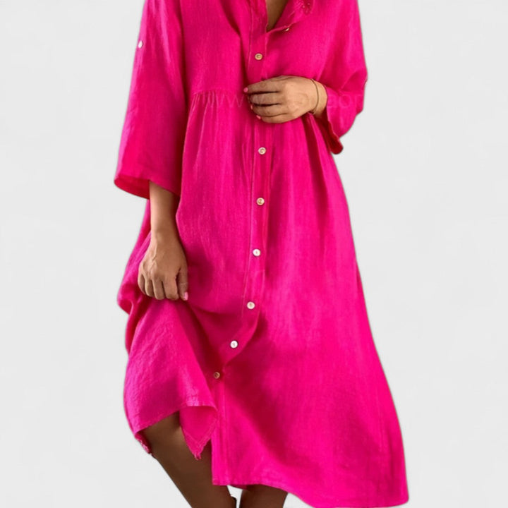Isa - Cotton and linen shirt dress