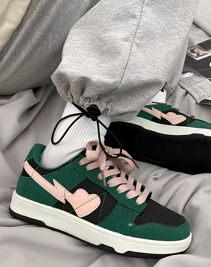 Contrast Lace-Up Sneakers