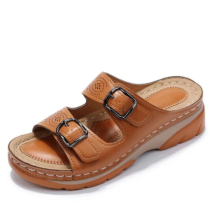 Orthopedic Sandals with Platform Sole and Double Buckle for Women