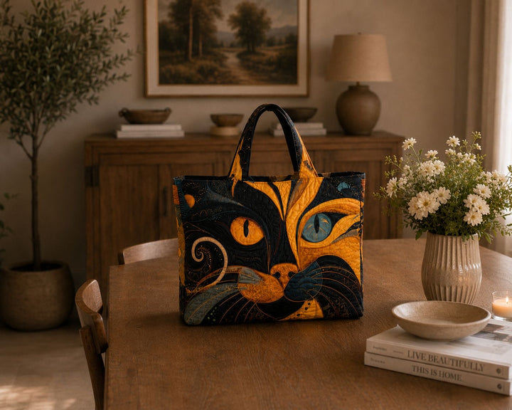 Quilted Tote Bag - Mystic Cat