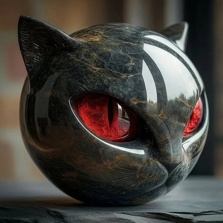 Stone Statue of a Black Cat – Symbol of Happiness and Style