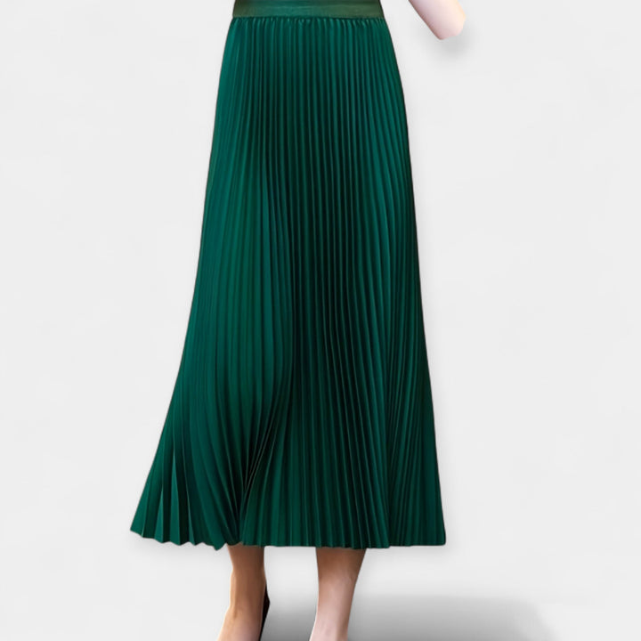 Veronika - Long pleated satin skirt