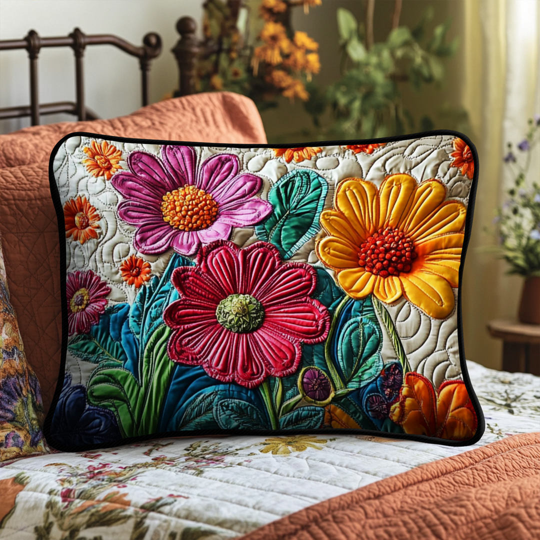 Radiant Blooms Quilted Bedding Pillow Case