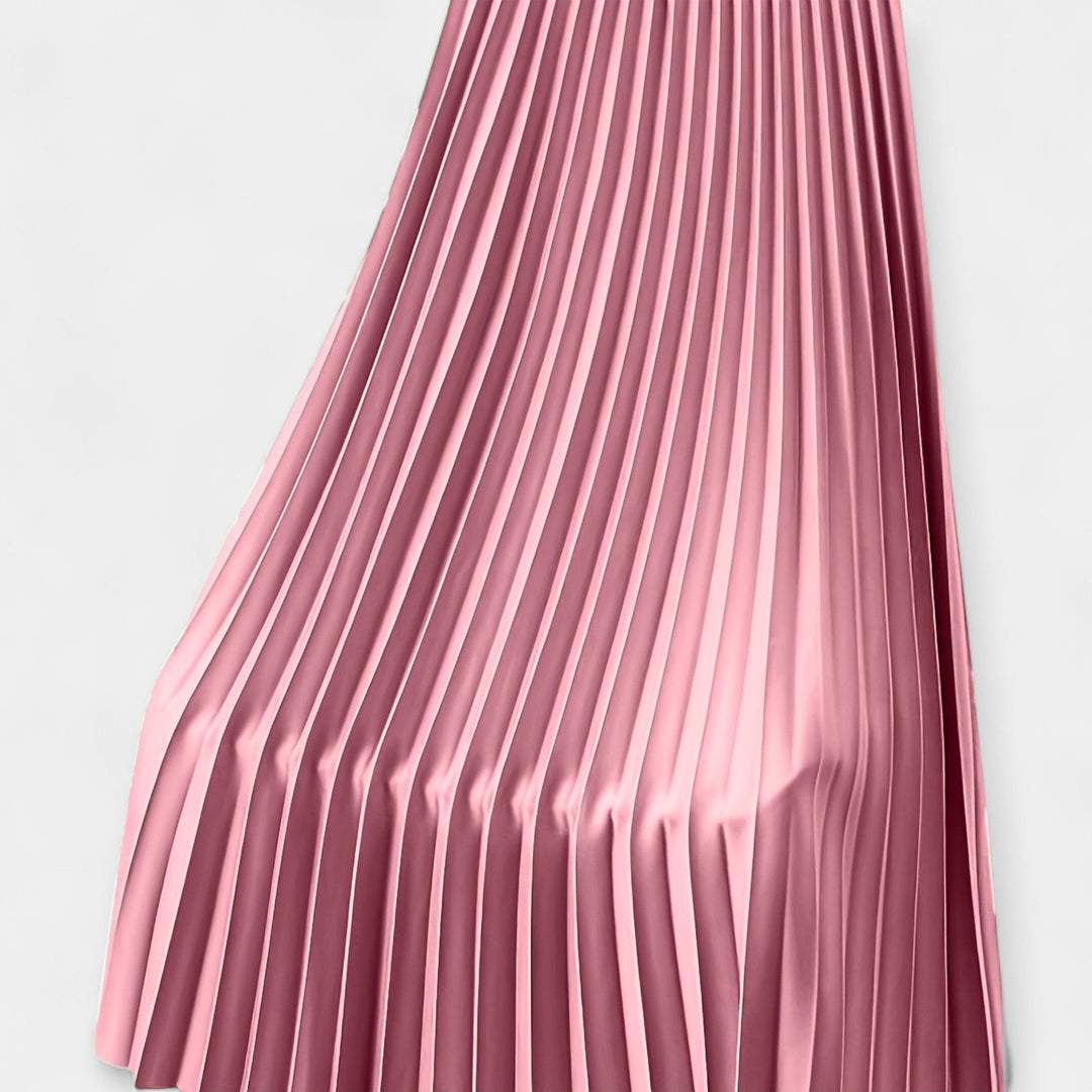Veronika - Long pleated satin skirt