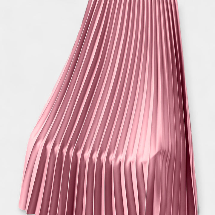 Veronika - Long pleated satin skirt
