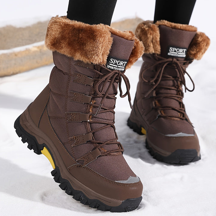 Women's Waterproof Snow Boots with Fur Trim and Laces