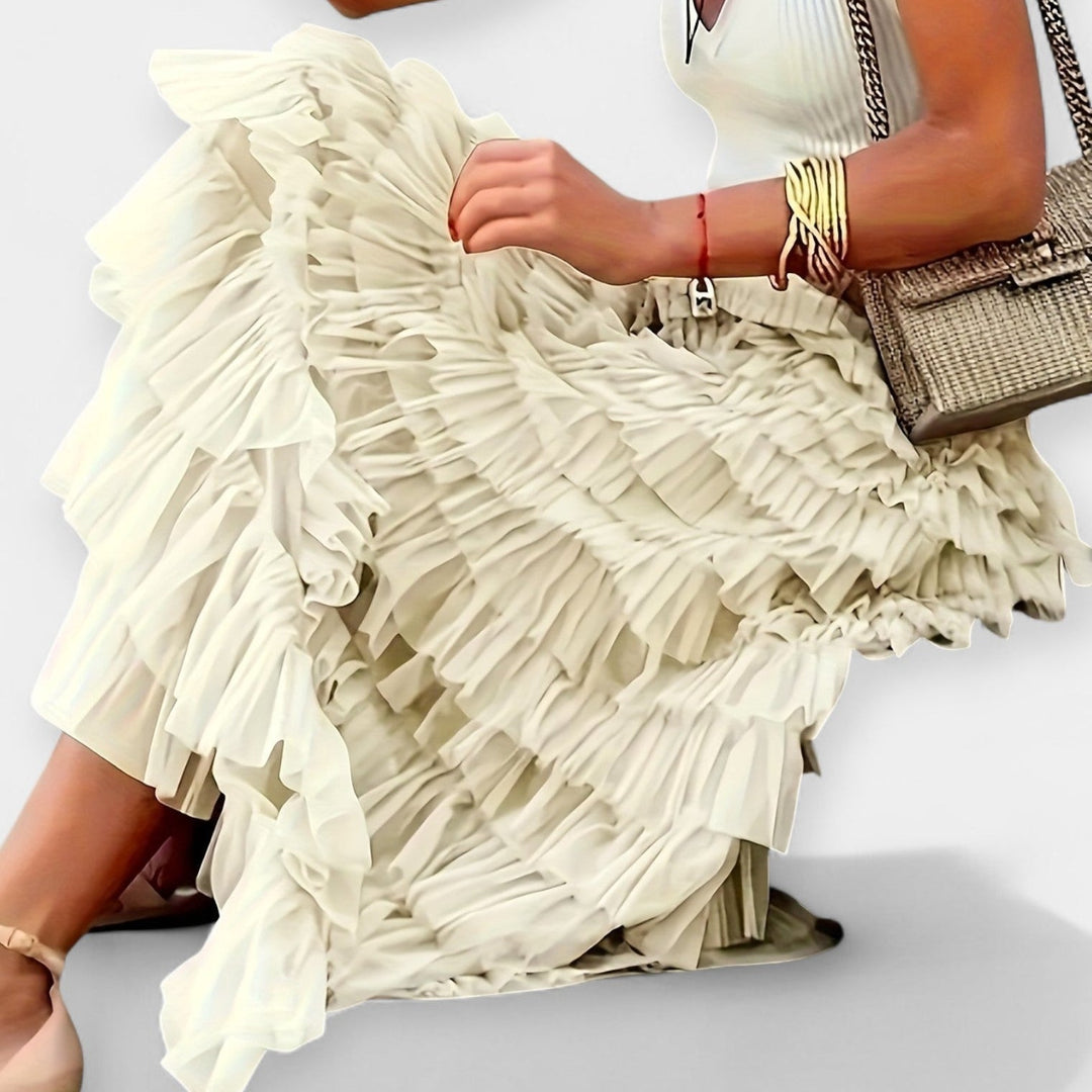 Valerie - Boho Skirt with Mesh Satin Trim