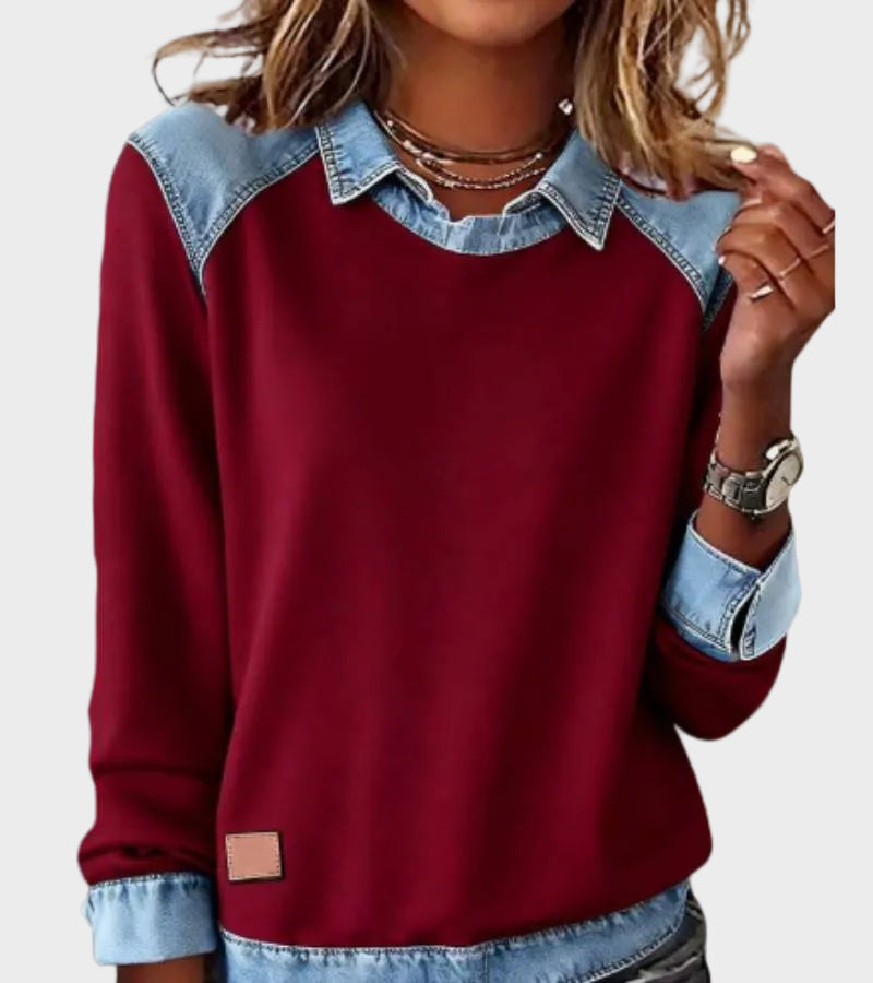 Ravit - Woven denim blouse with long sleeves